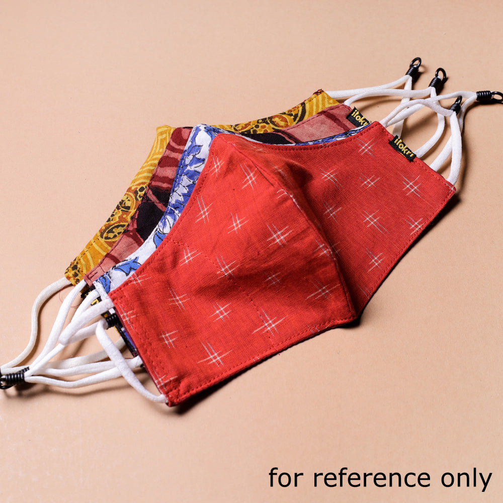  Kalamkari Block Printed Cotton 3 Layer Snug Fit Face with Herb Pocket 