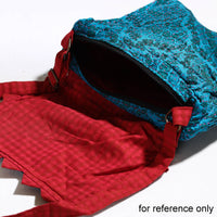 Blue - Jugaad Handmade Running Stitch Cotton Flap Sling Bag