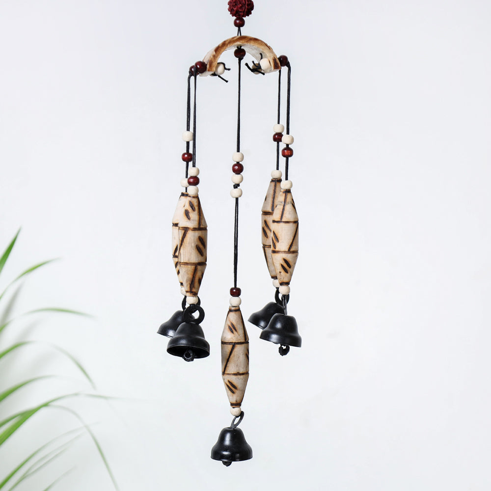  7 Bells - Hand Carved Khamhar Wood Wind Chimes 
