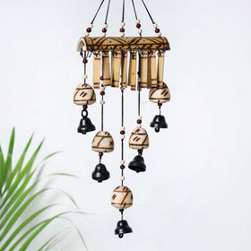  7 Bells - Hand Carved Khamhar Wood Wind Chimes 