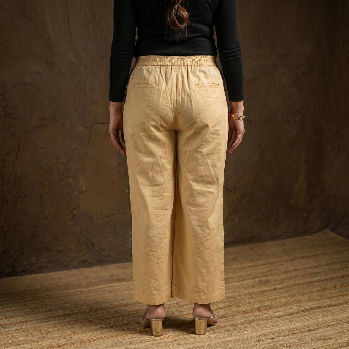 Elastic Waist Cotton Plain Palazzo for Women 18