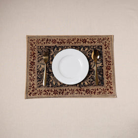Black - natural dyed pedana kalamkari cotton table mat 16