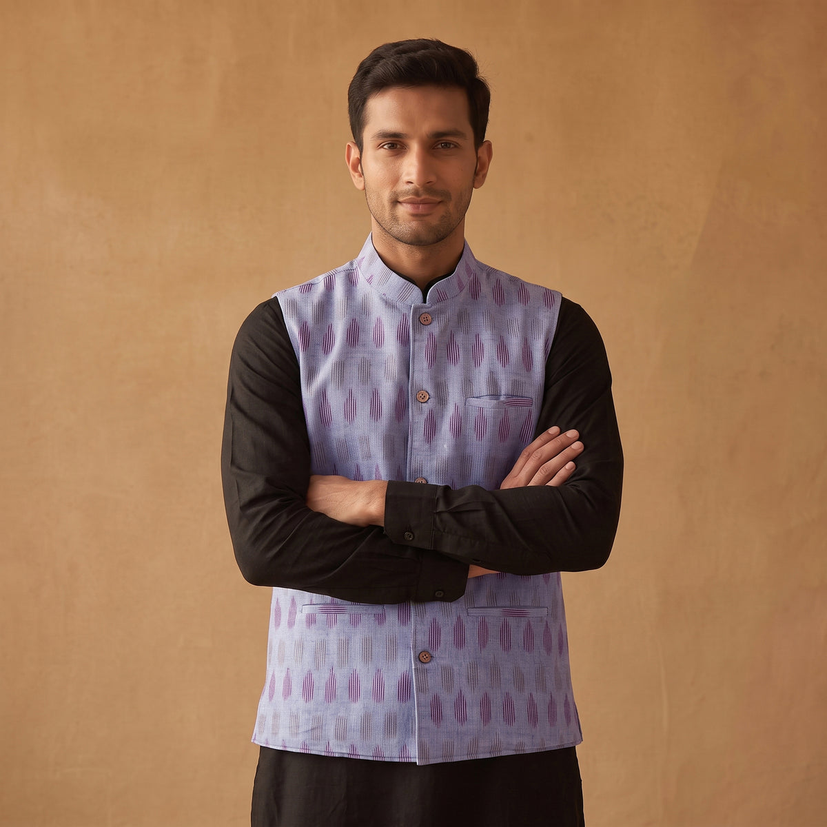 Pochampally Ikat Cotton Men Nehru Jacket 01