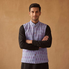 Pochampally Ikat Cotton Men Nehru Jacket 01