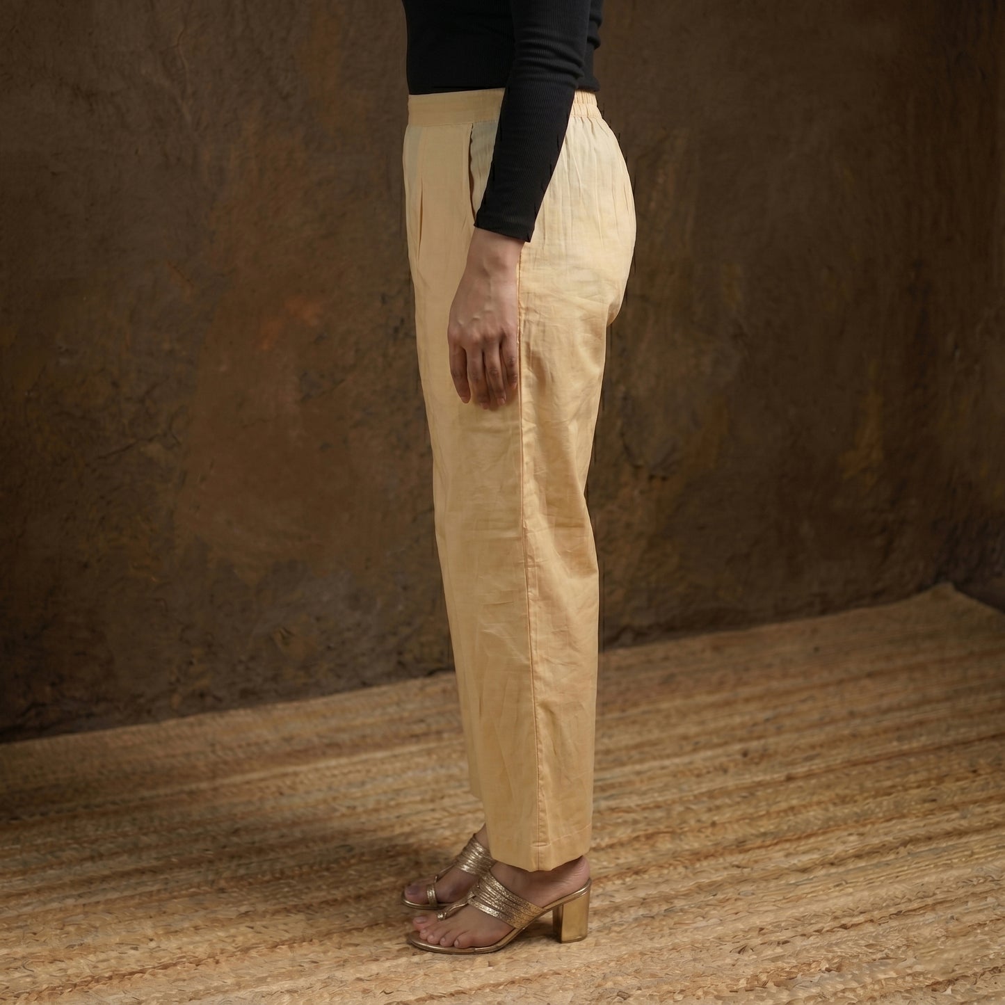 Elastic Waist Cotton Plain Palazzo for Women 18