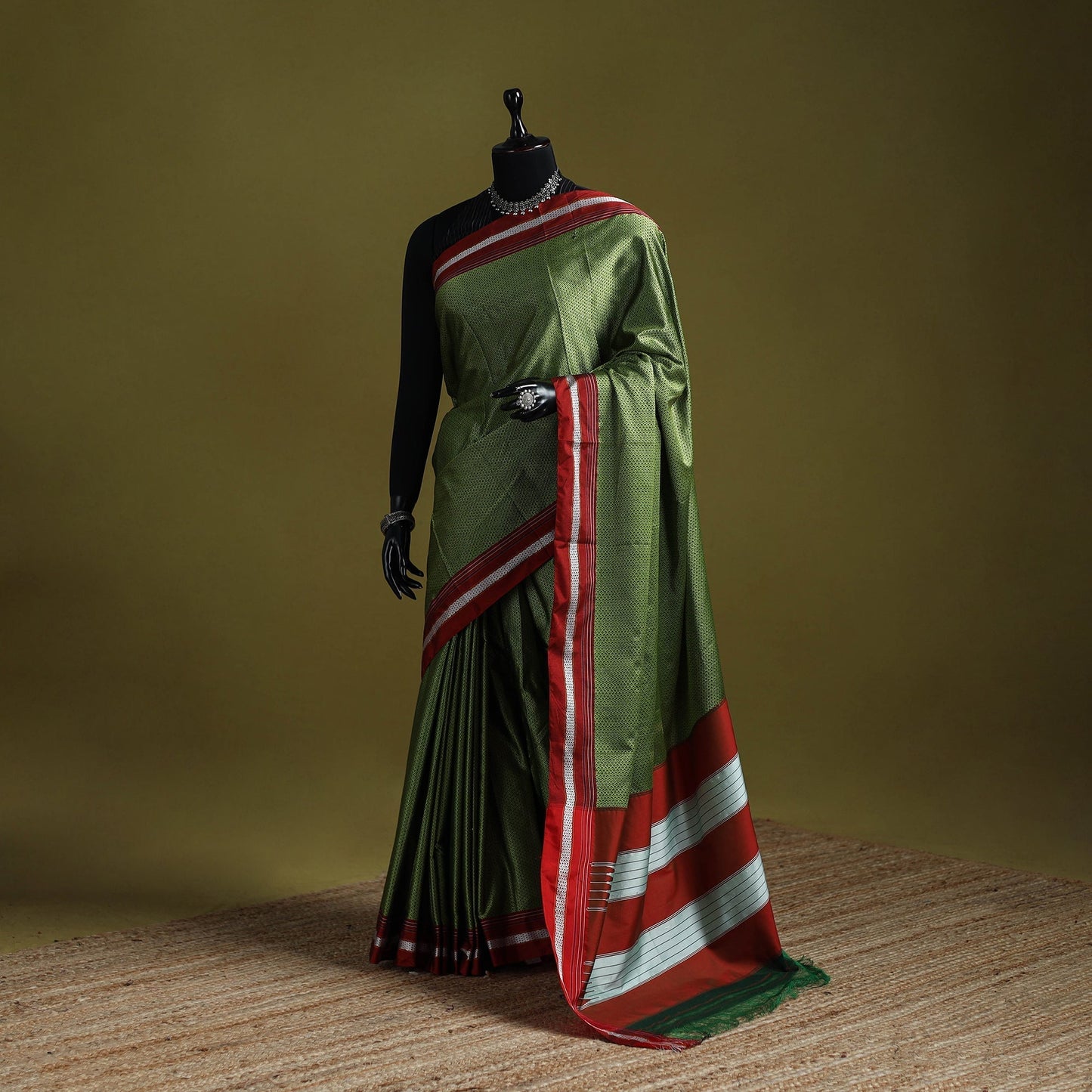 Silk cotton khun saree with ilkal pallu chikki paras border