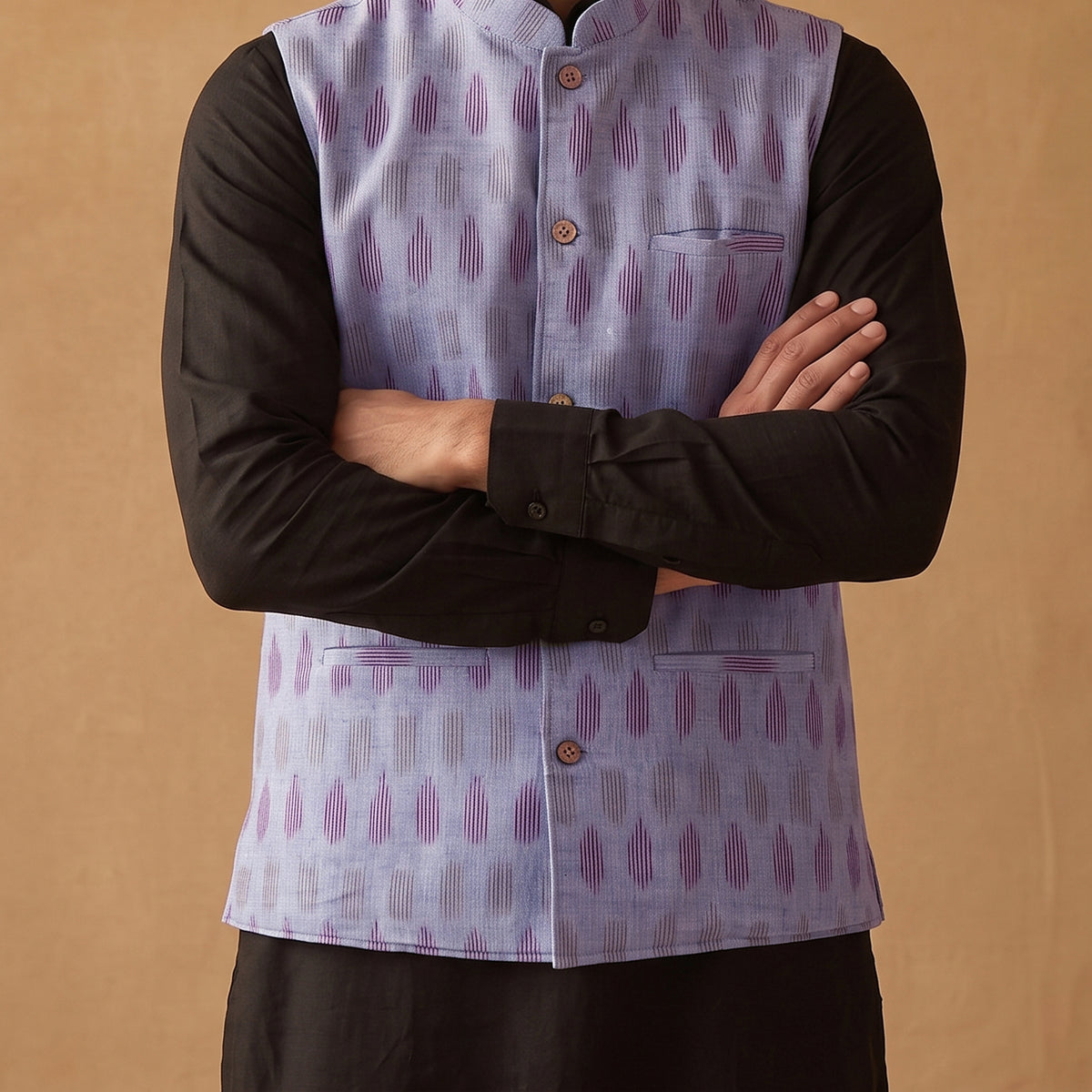 Pochampally Ikat Cotton Men Nehru Jacket 01