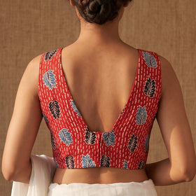 Ajrakh Hand Block Print Modal Silk Sleeveless Readymade Blouse 02