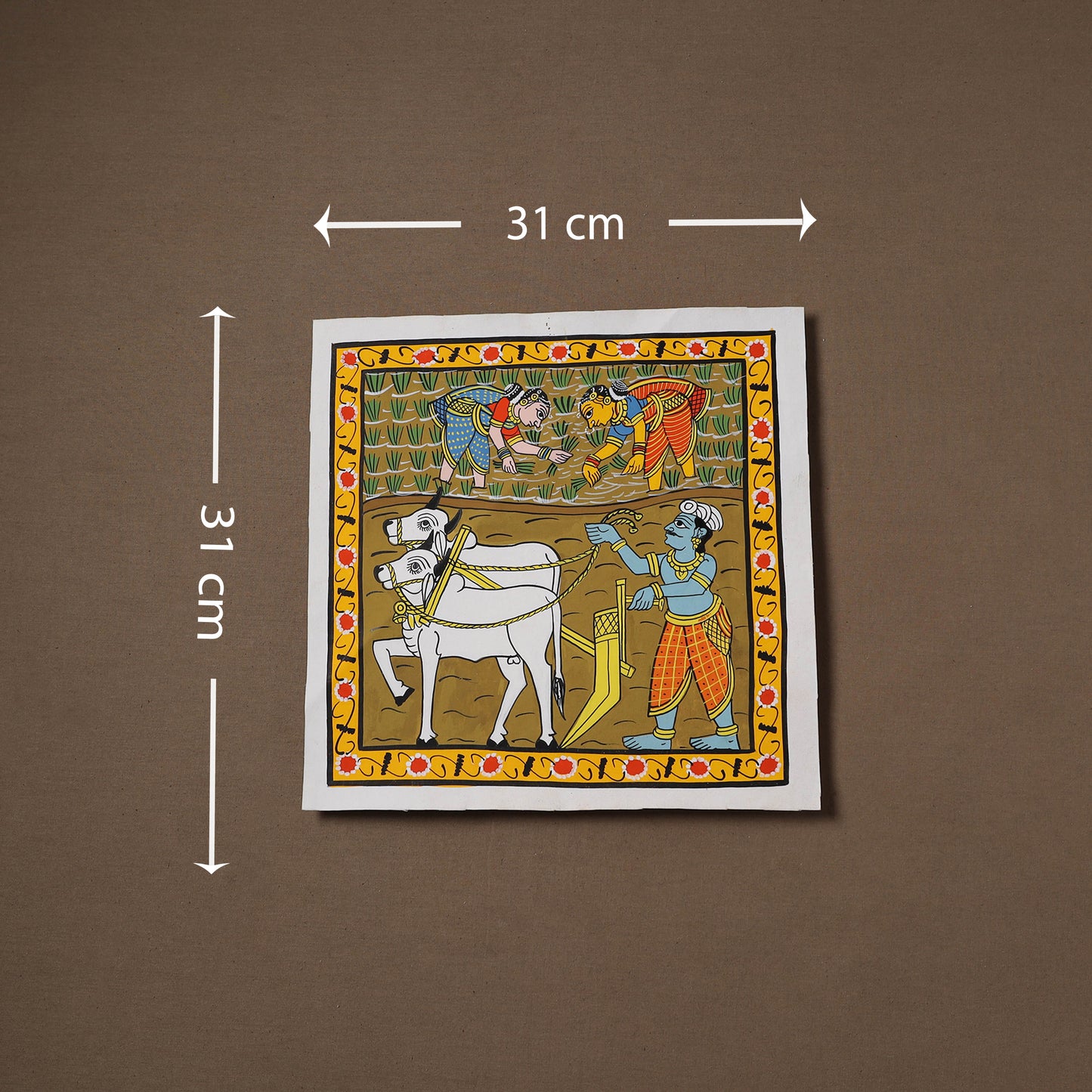 Handpainted Cheriyal Scroll Painting by Dhanalakota Sai Kiran (12 x 12 in) 21