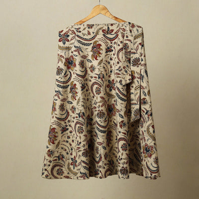 Beige - kalamkari cotton wrap around skirt 47 - handcrafted