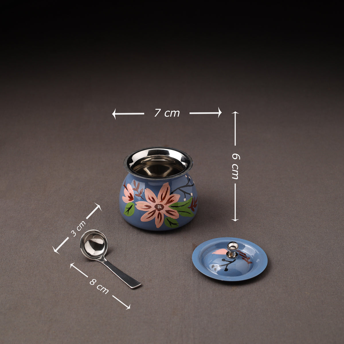 Floral Handpainted Enamelware Stainless Steel Ghee Pot 54