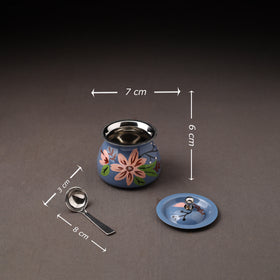 Floral Handpainted Enamelware Stainless Steel Ghee Pot 54
