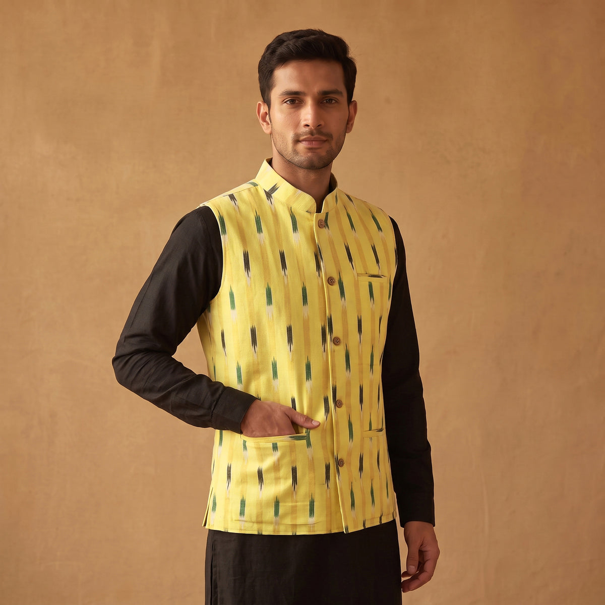 Pochampally Ikat Cotton Men Nehru Jacket 03