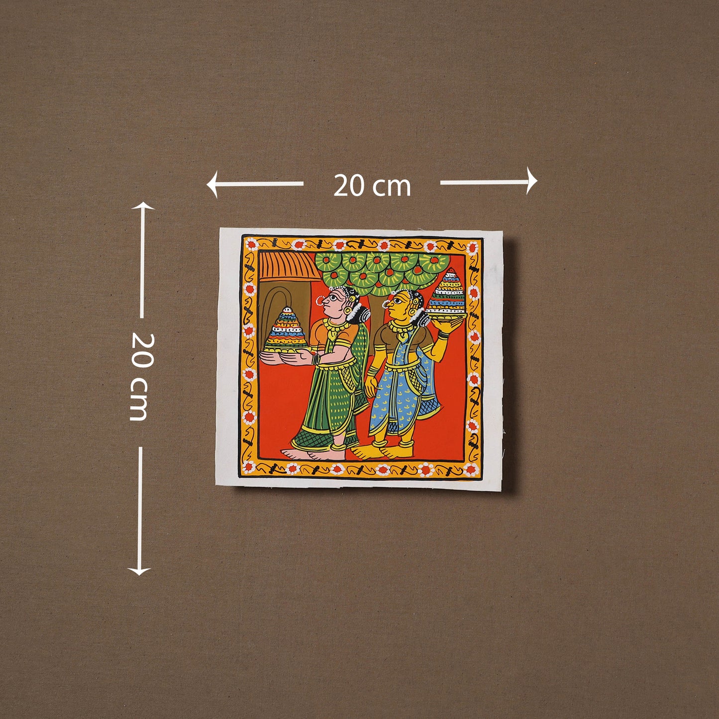 Handpainted Cheriyal Scroll Painting by Dhanalakota Sai Kiran (8 x 8 in) 57