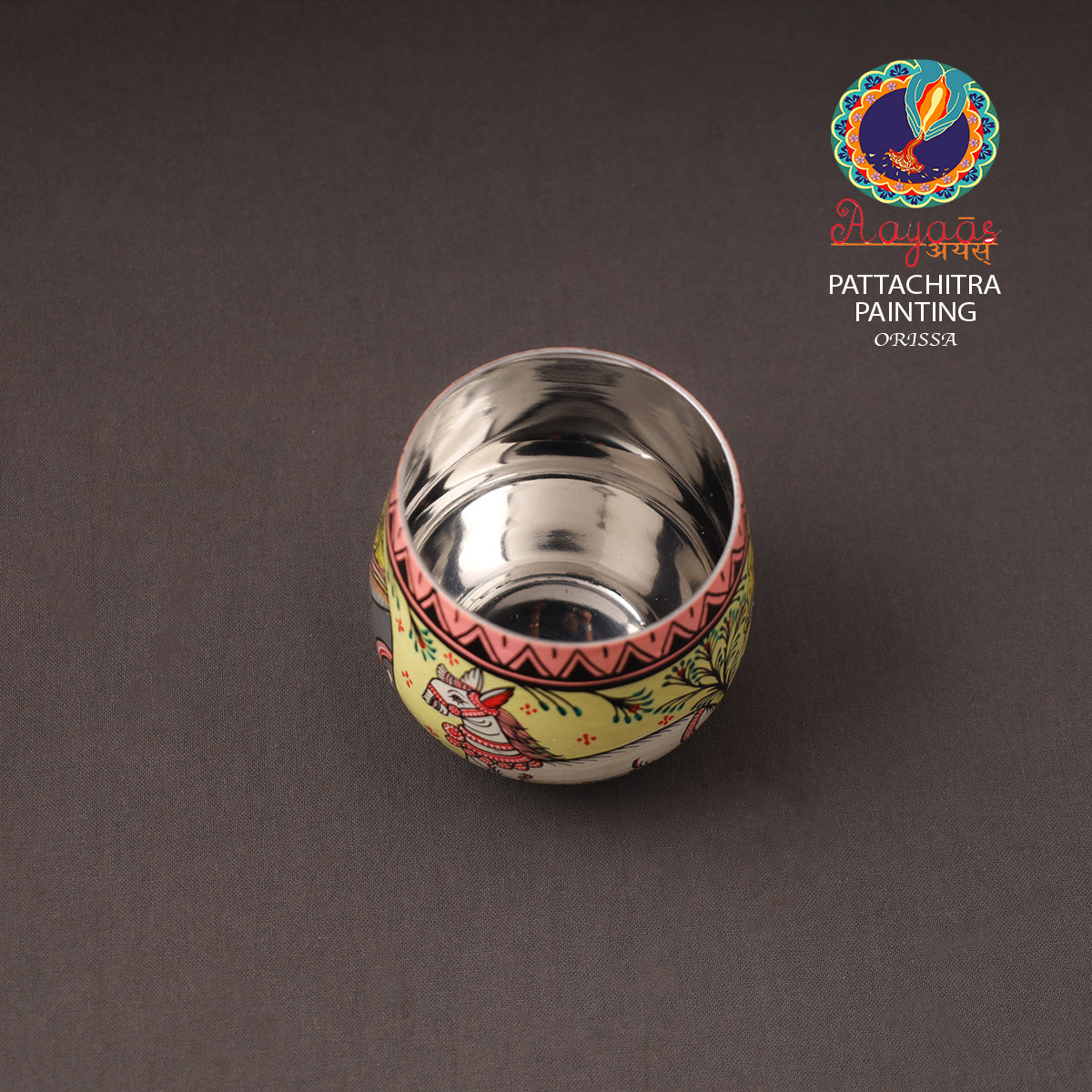 Odisha Pattachitra Handpainted Stainless Steel Glass 06