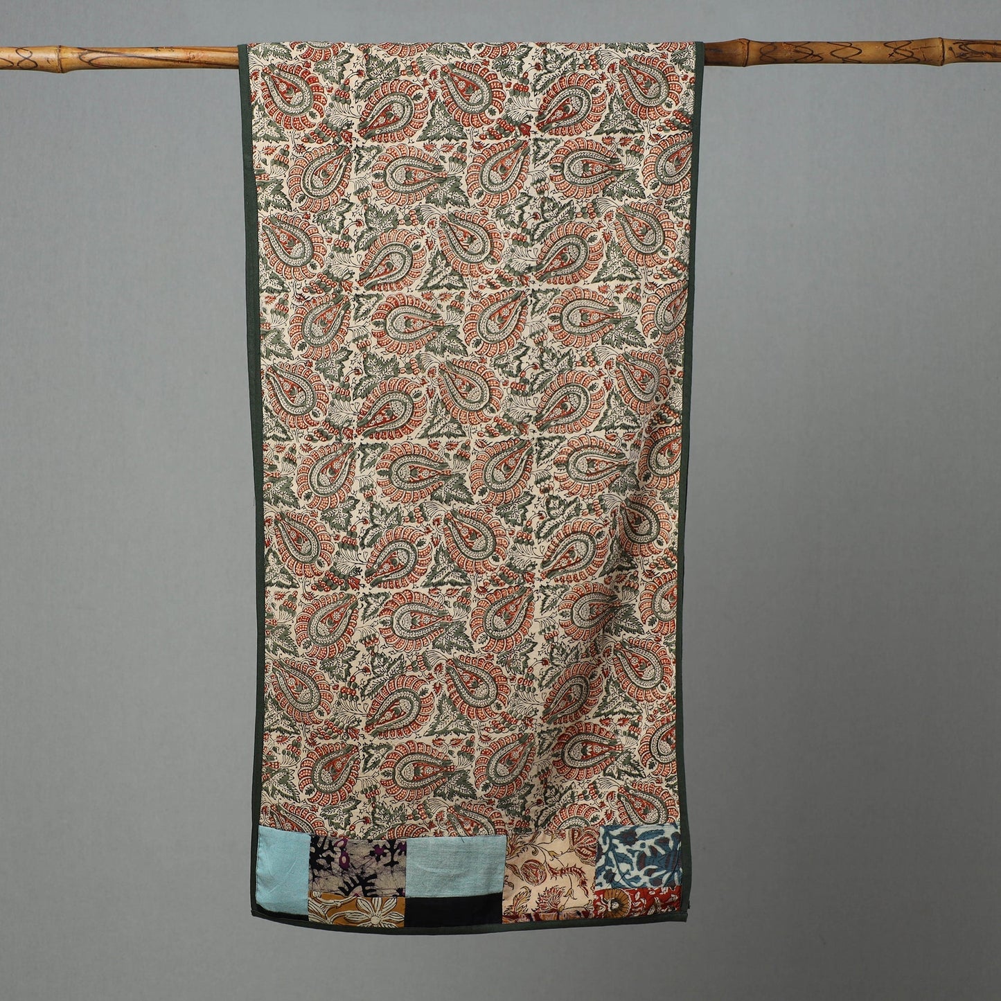 Multicolor Kalamkari Block Printed Cotton Patchwork Stole