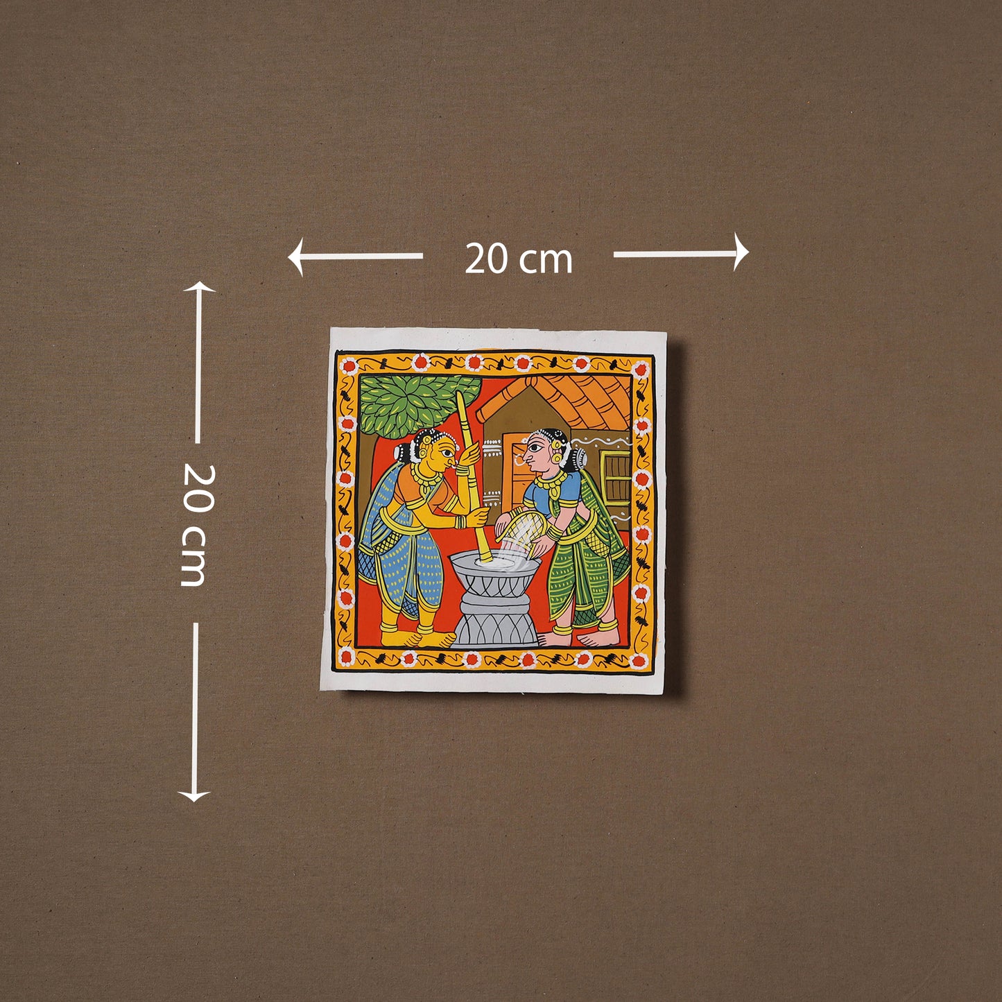 Handpainted Cheriyal Scroll Painting by Dhanalakota Sai Kiran (8 x 8 in) 58
