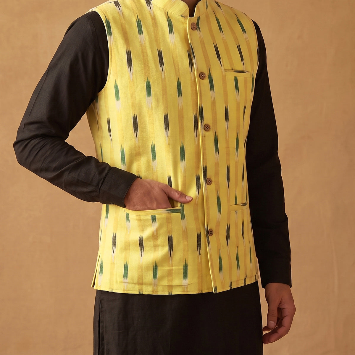 Pochampally Ikat Cotton Men Nehru Jacket 03