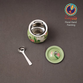 Floral Handpainted Enamelware Stainless Steel Ghee Pot 58