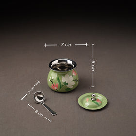 Floral Handpainted Enamelware Stainless Steel Ghee Pot 58