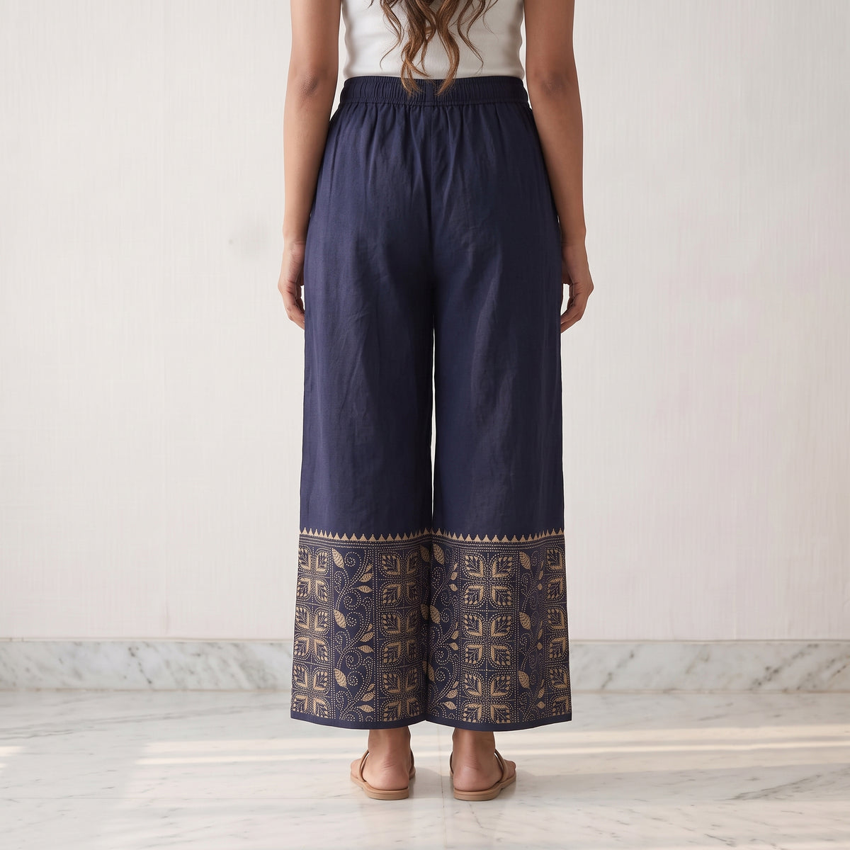 Bengal Kantha Hand Embroidered Cotton Palazzo 04