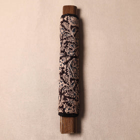 Black Kalamkari Block Printed Fridge Top Cover with Handle Cover