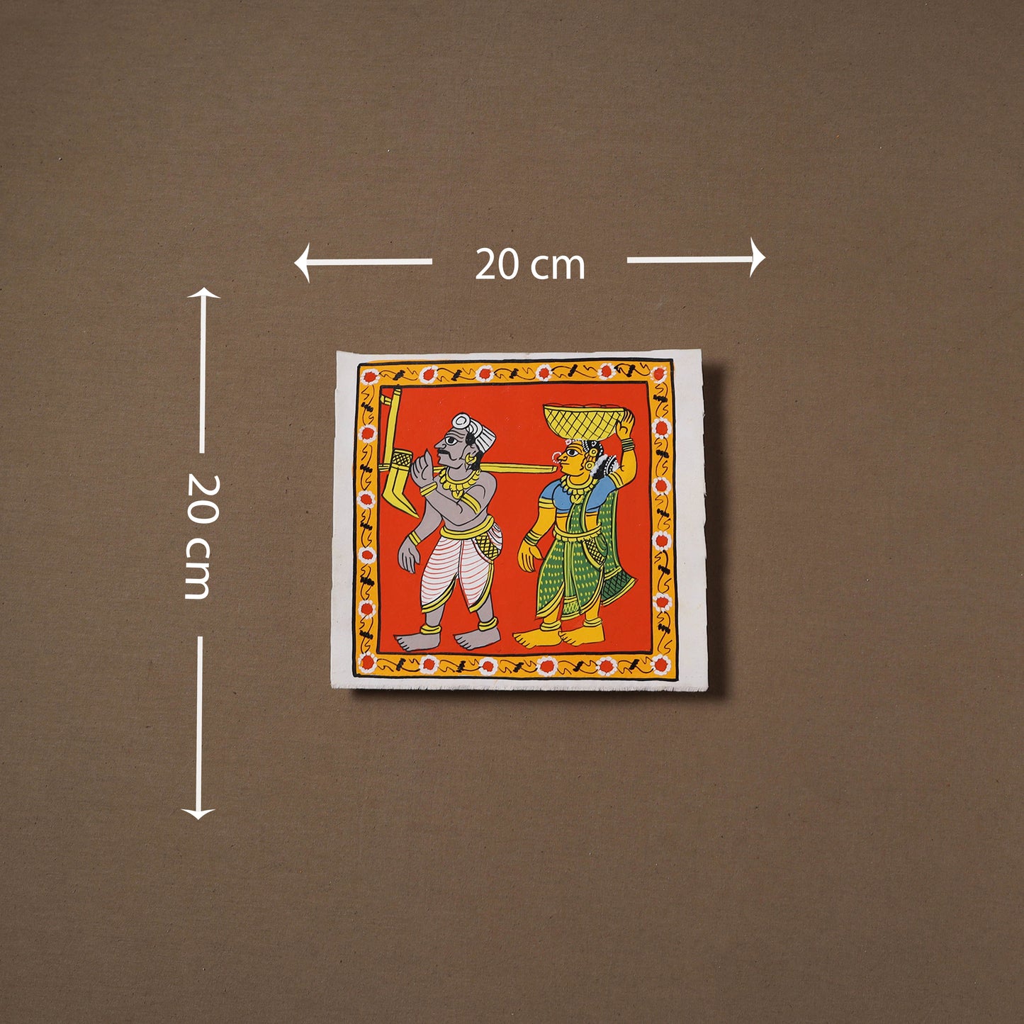 Handpainted Cheriyal Scroll Painting by Dhanalakota Sai Kiran (8 x 8 in) 60