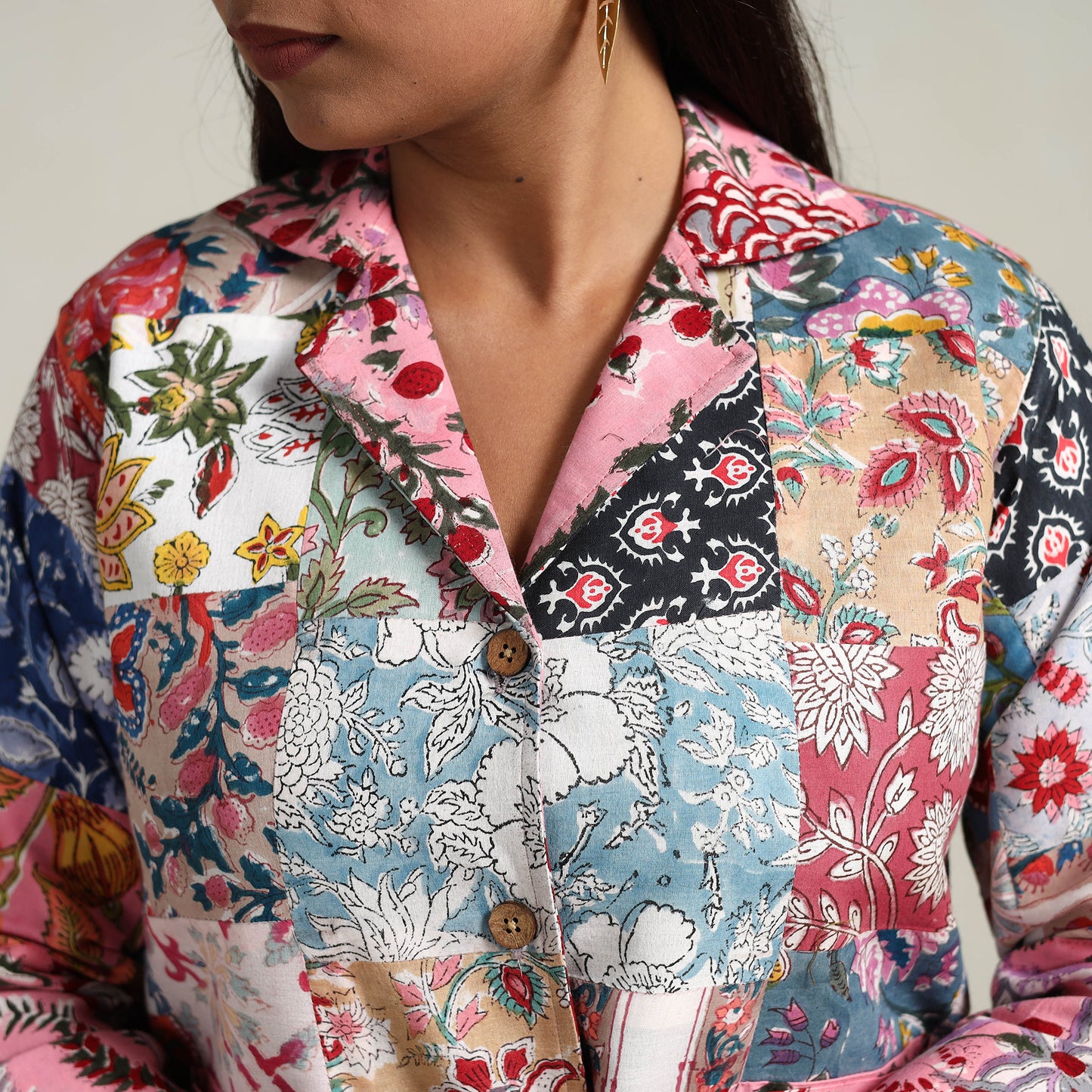 Patchwork Sanganeri Print Women's Jacket 03