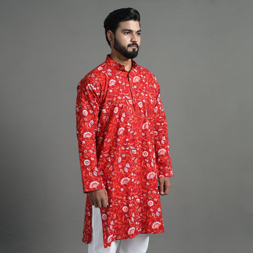 Block Print Cotton Sanganeri Kurta for Men (Long) 07