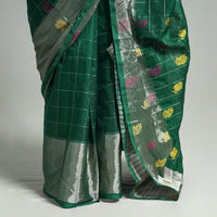 Green - Traditional Venkatagiri Pure Handloom Silk Cotton Zari Weave Saree 01