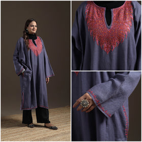 Kashmiri Sozni Hand Embroidered Handwoven Merino Wool Pheran 03