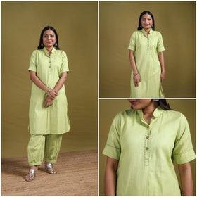 Hand Embroidered Flex Cotton Plain Straight Kurta & Afghani Salwar Set for women 02