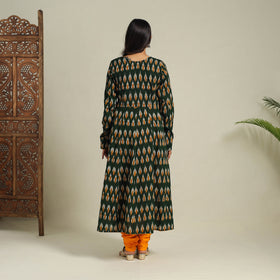 Buy Green Frock Style Cotton Pochampally Ikat Kurta Set 