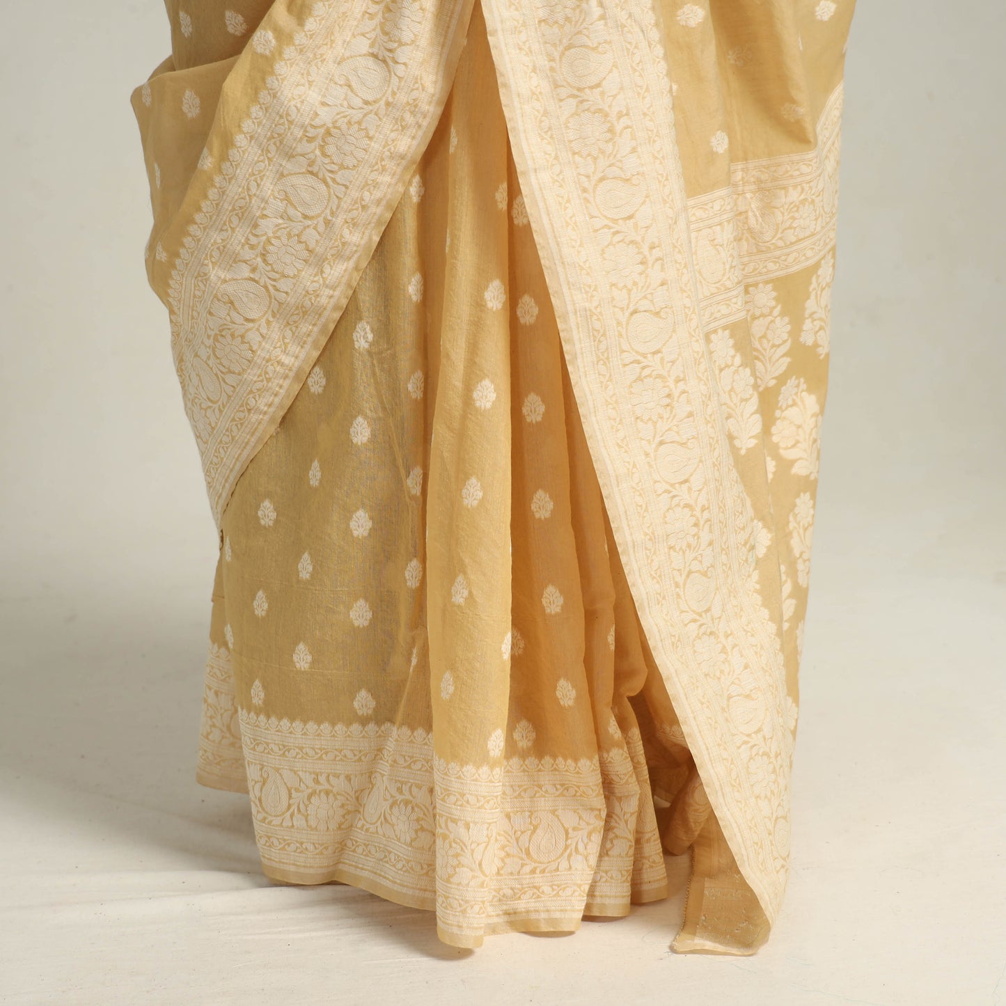 Yellow - Banarasi Silk Cotton Cutwork Buti Saree 57