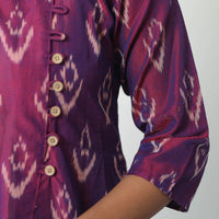 Purple - Mercerised Cotton Pochampally Ikat Kurta (A-Line) 01