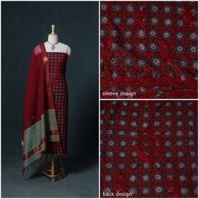 Lucknowi Chikankari Hand Work Unstitched Dress Material: Kurta & Dupatta with Jewellery 47