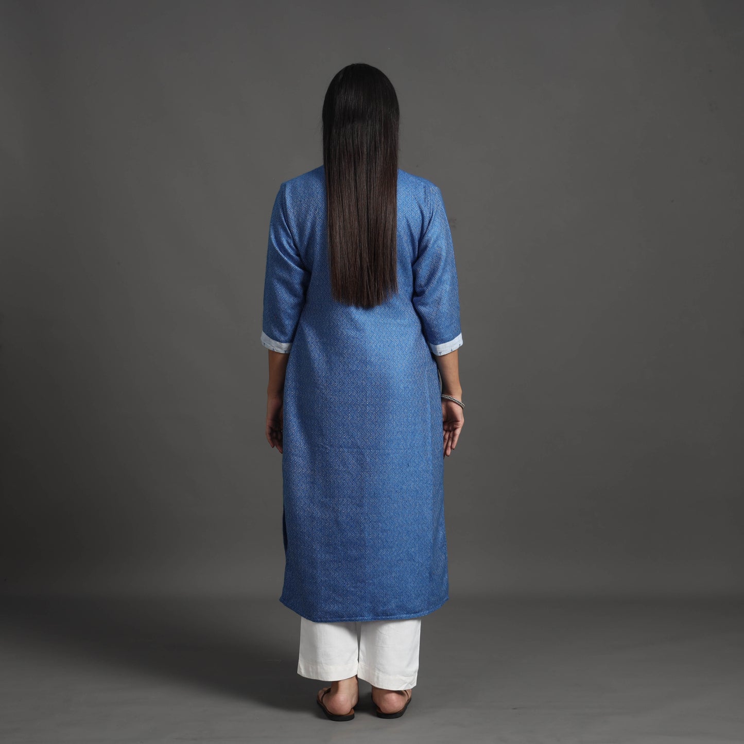 Afiya Blue Merino Woolen Kurta