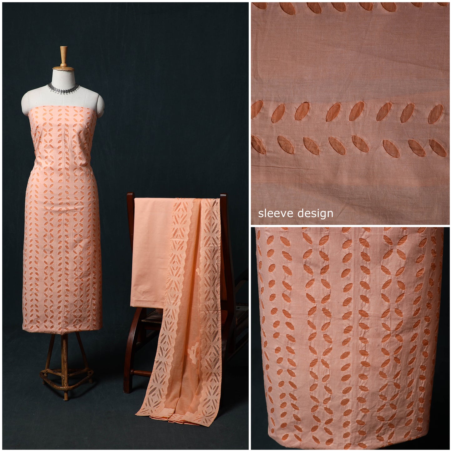 Barmer Applique Cutwork Cotton 3pc Unstitched Dress Material Suit Set 05