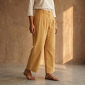 Yellow - Cotton Lycra Elasticated Plain Pant for Women 01