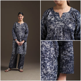 Hand Batik Print Cotton Straight Kurta with Palazzo Set for women 05