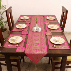 13pc Dining Table Linen Set in Brocade Banarasi Silk 03