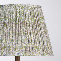 White Green Sanganeri Block Print Empire Lampshade