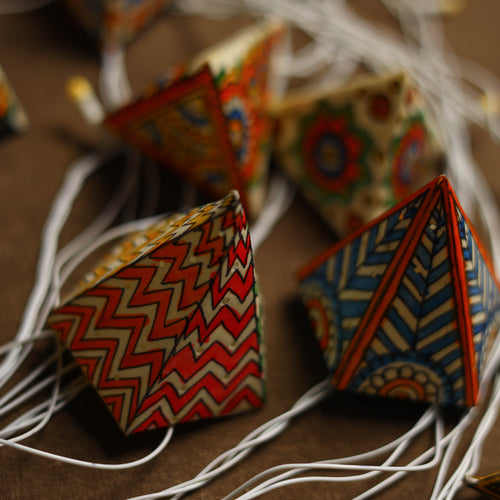 Handpainted Tholu Bommalata Leather Fairy Lights Cones