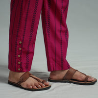 Pink - Jacquard Weave Cotton Elasticated Pant 05