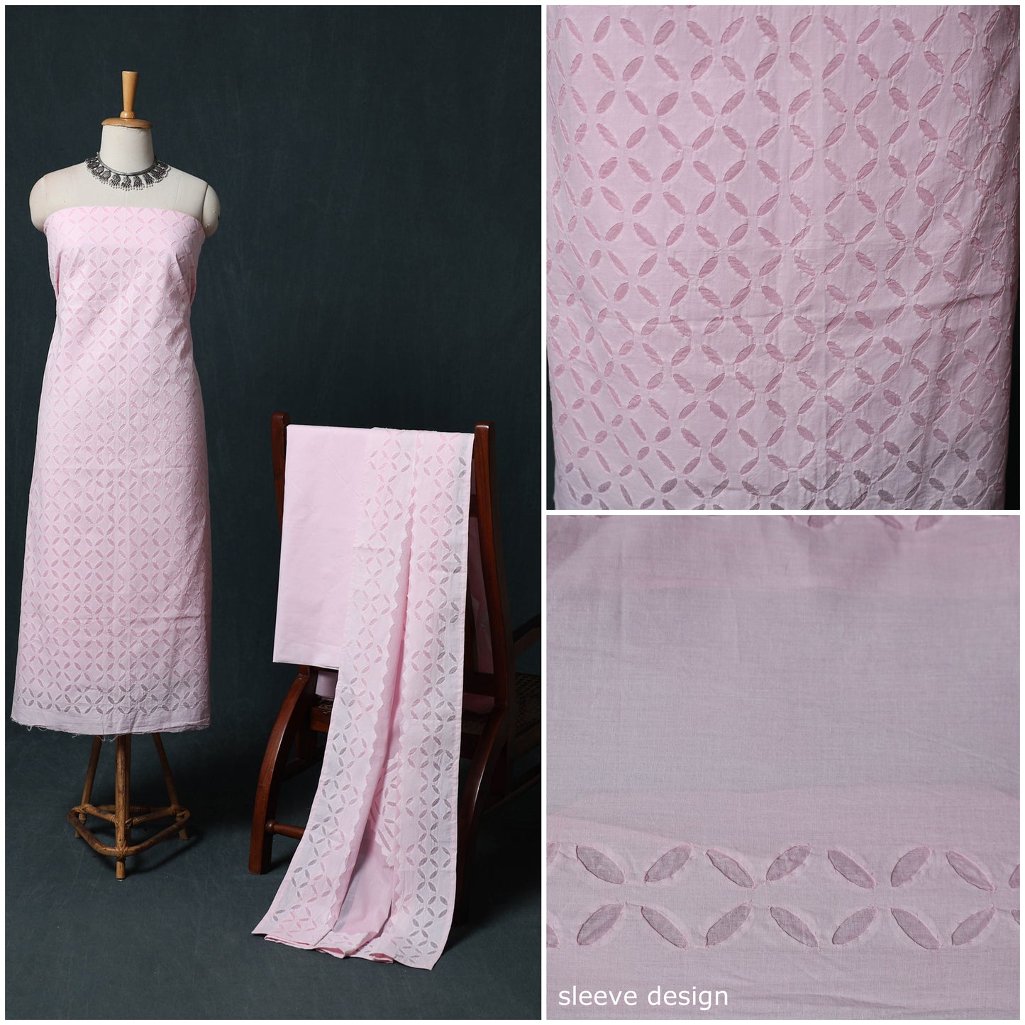 Barmer Applique Cutwork Cotton 3pc Unstitched Dress Material Suit Set 05