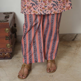 Peach - Sanganeri Block Printed Cotton Kurta with Palazzo Set 02