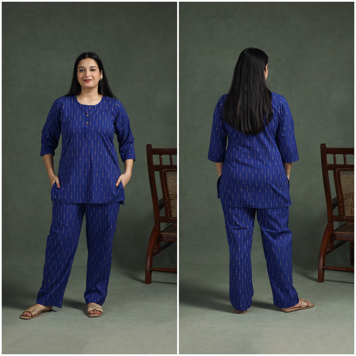 Pochampally Ikat Cotton Night Suit Set for Women 09