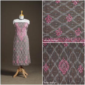 Lucknowi Chikankari Hand Embroidered Cotton Unstitched Kurta Material (2.5M) 05