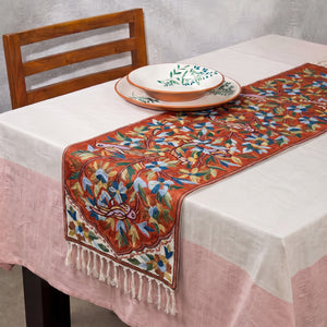 Original Kashmiri Chain Stitch Crewel Hand Embroidery Dining Table Runner (6 x 1 Feet) 34