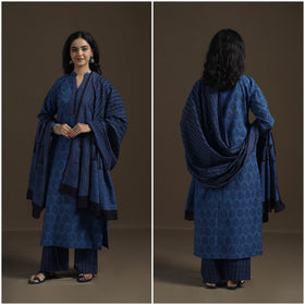 Natural Dyed Hand Block Bagh Print Cotton Suit Set with Dupatta for Women 25